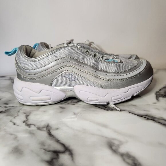 ATHLETIC WORKS WOMENS SIZE 6 BLUE AND GREY MEMORY FOAM SNEAKERS - Picture 6 of 15